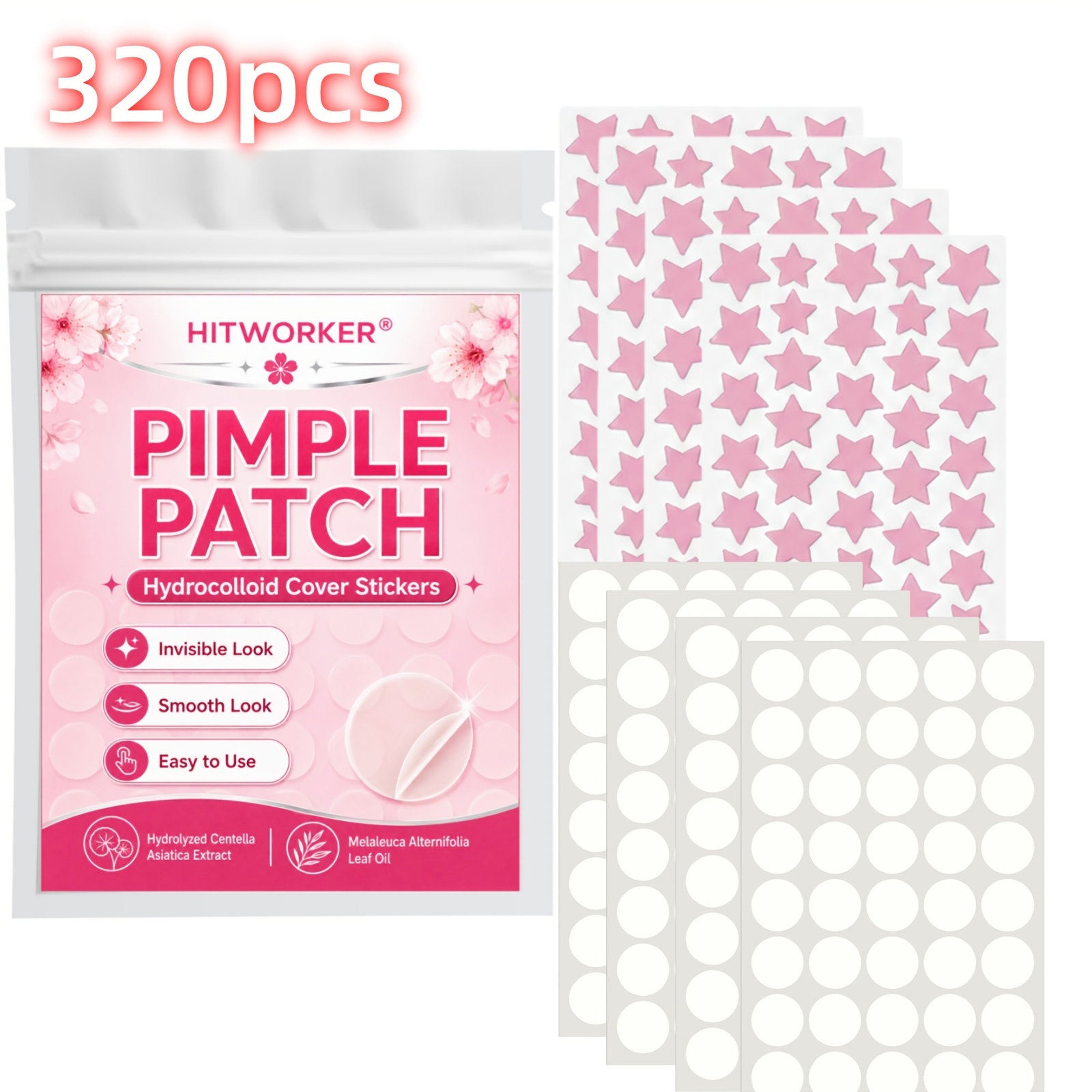 Skincare The Originote - 320 Patchs Hydrocolloïdes Invisibles, Formes Étoile