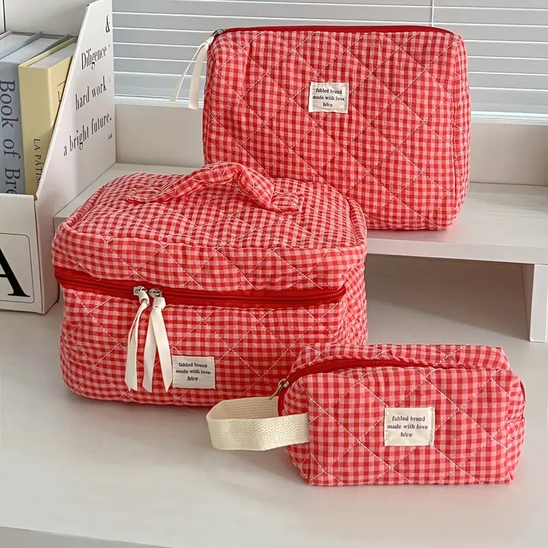 Skincare B Erl - Sac à cosmétiques à carreaux de